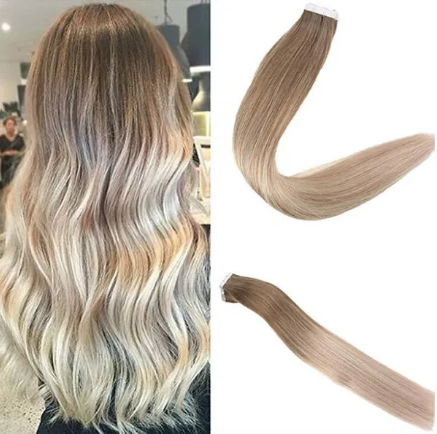 14/60 Balayage Darkest Blonde with Bleach Blonde Tape In