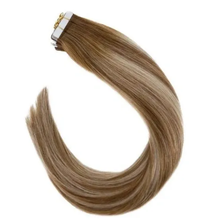 #76/60P6 Balayage Brown Highlighted Bleach Blonde Tape In Extensions