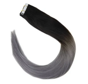 #1b/grey Ombre Black to Blue Grey Tape In Extensions