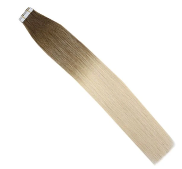 #6M613 Balayage Brown and Bleach Blonde Ombre Tape In Extensions